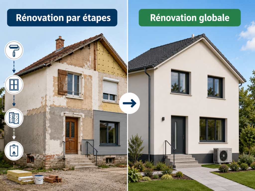 Comparaison entre rénovation par étapes et rénovation globale de l’enveloppe du bâtiment